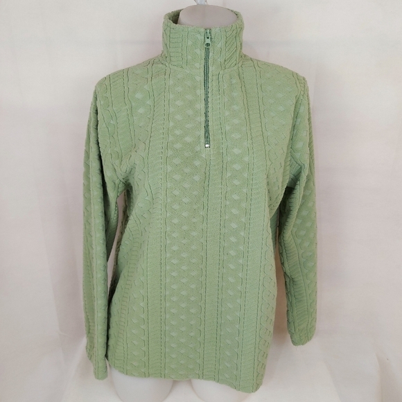 TRADITION Vintage moss green 1/4 zip textured fleece pullover sweater fit M - Picture 5 of 7